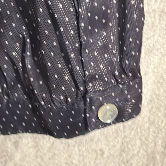 Soup Blue Polka Dot Blouse size‎ s/m  3/4 sleeves  ruffles many style details - Picture 6 of 14